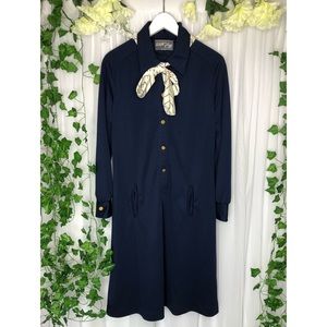 💙navy blue vintage dress with neck tie💙